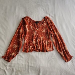 Derek Heart Floral Boho Peplum Top Size M – Stretchy & Flowy